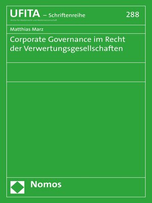 cover image of Corporate Governance im Recht der Verwertungsgesellschaften